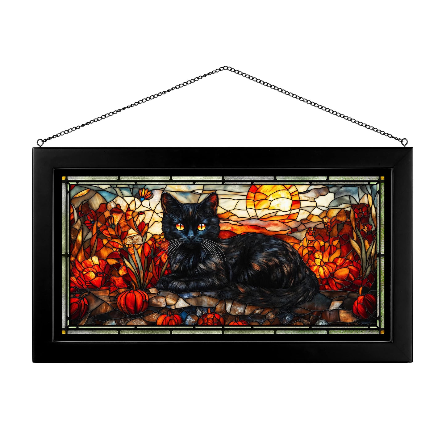 Halloween's Harbinger  - 13" x 23" Stained Glass Art