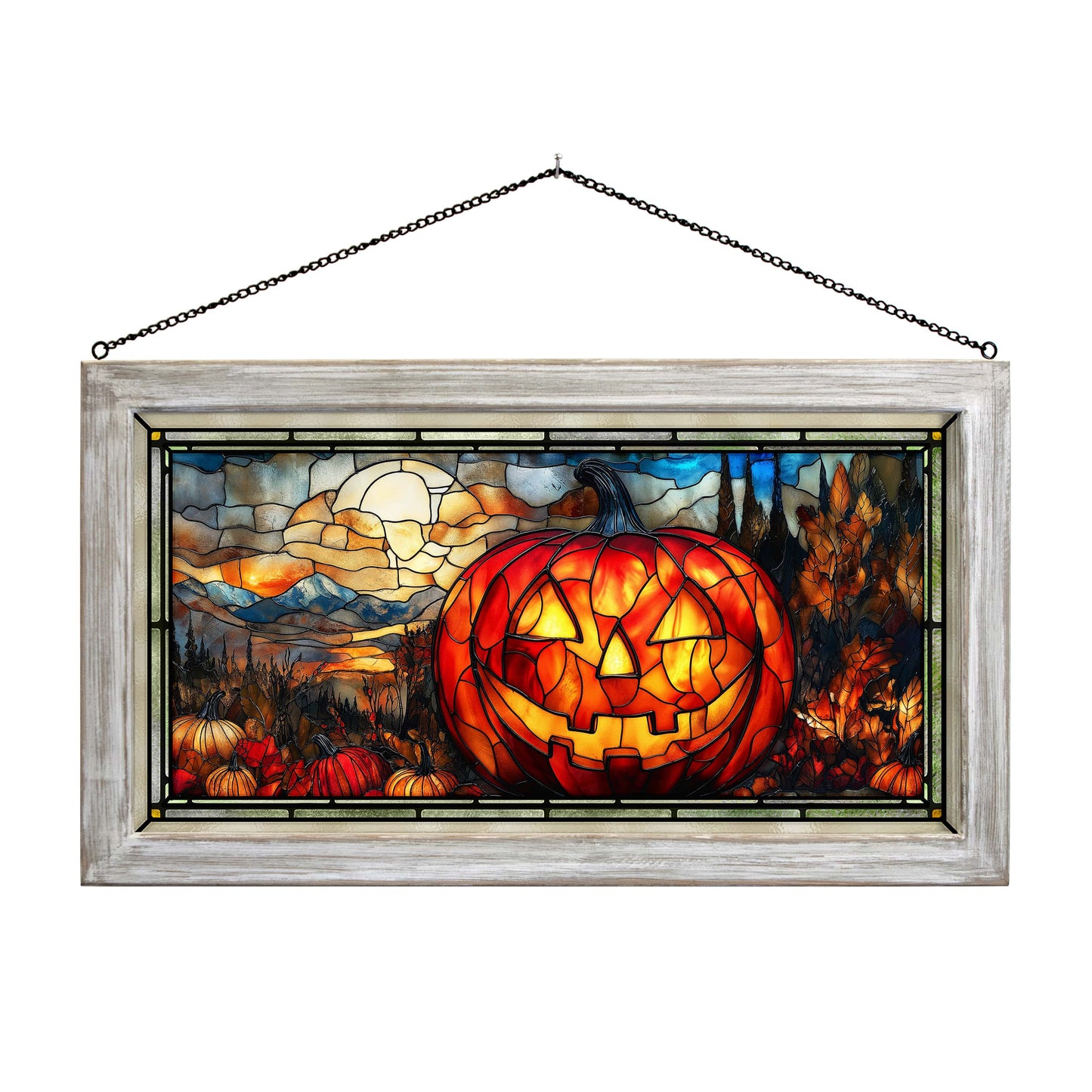 Lantern of the Patch  - 13" x 23" Stained Glass Art