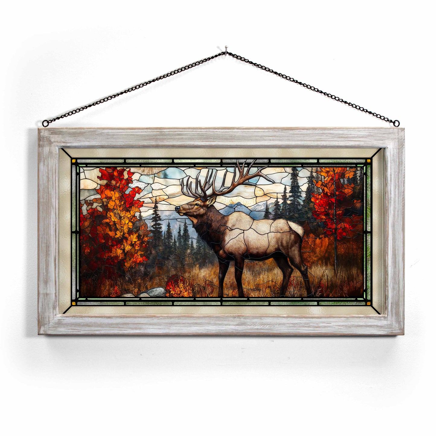 Autumn's Wild Heart  - 13" x 23" Stained Glass Art