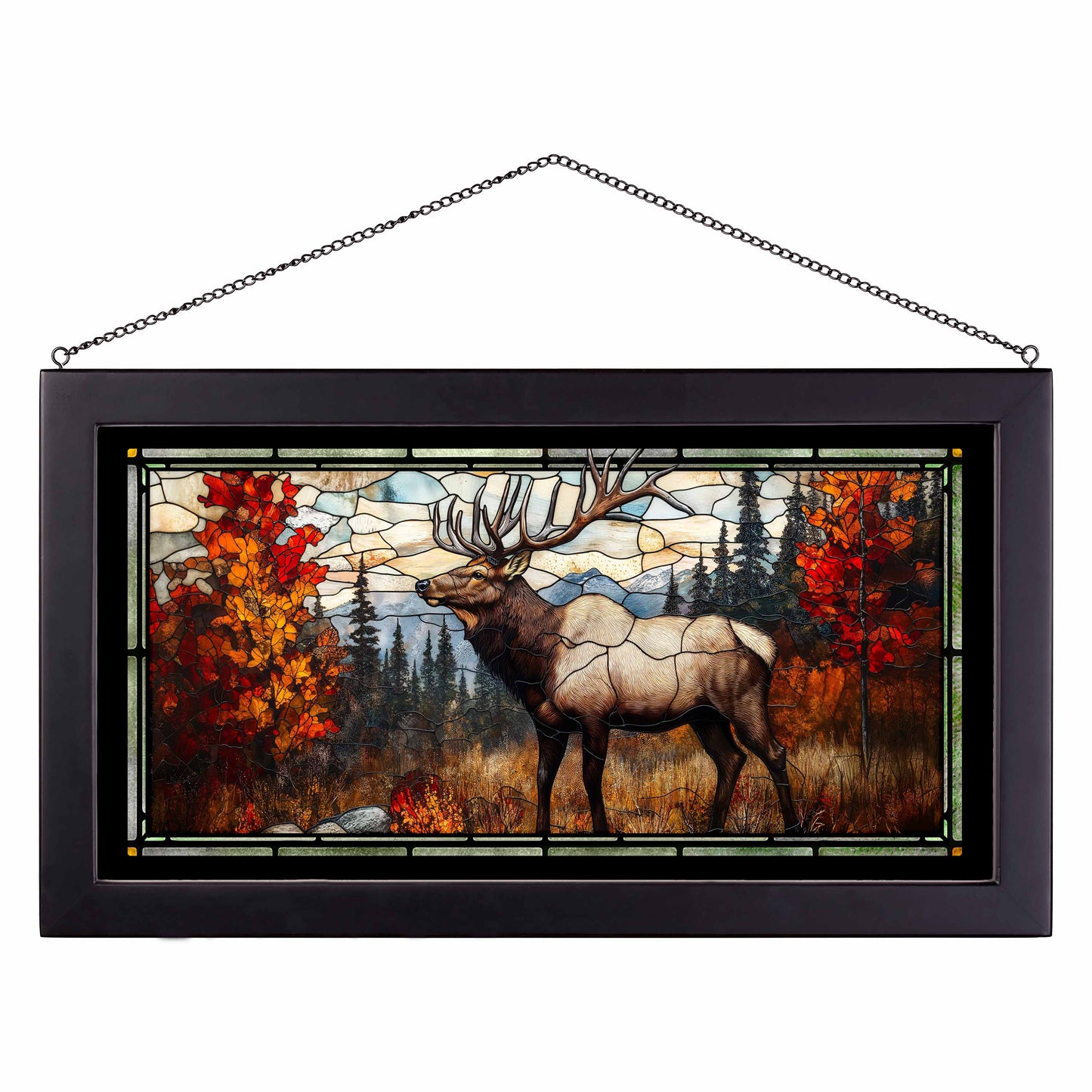 Autumn's Wild Heart  - 13" x 23" Stained Glass Art