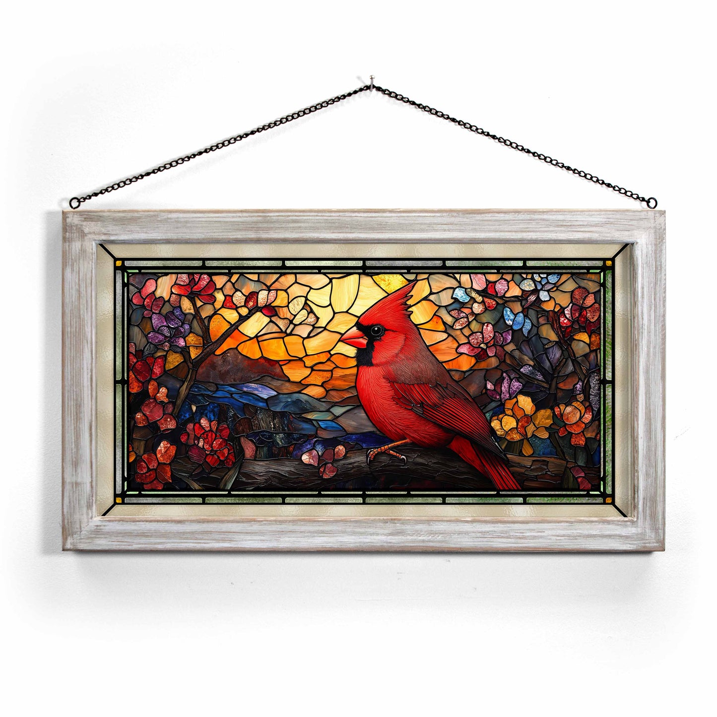 Crimson Crest  - 13" x 23" Stained Glass Art