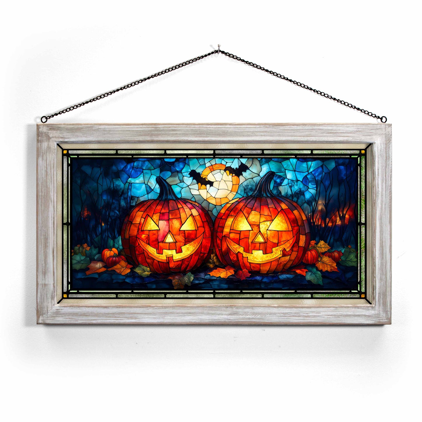 October's Glow  - 13" x 23" Stained Glass Art