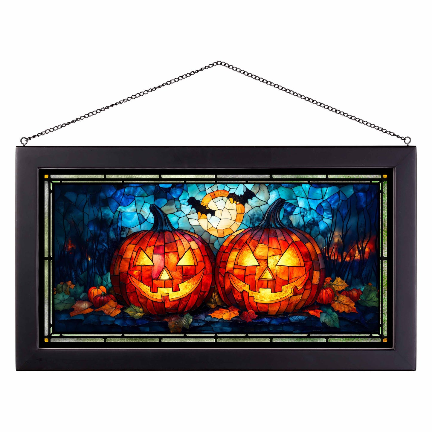 October's Glow  - 13" x 23" Stained Glass Art