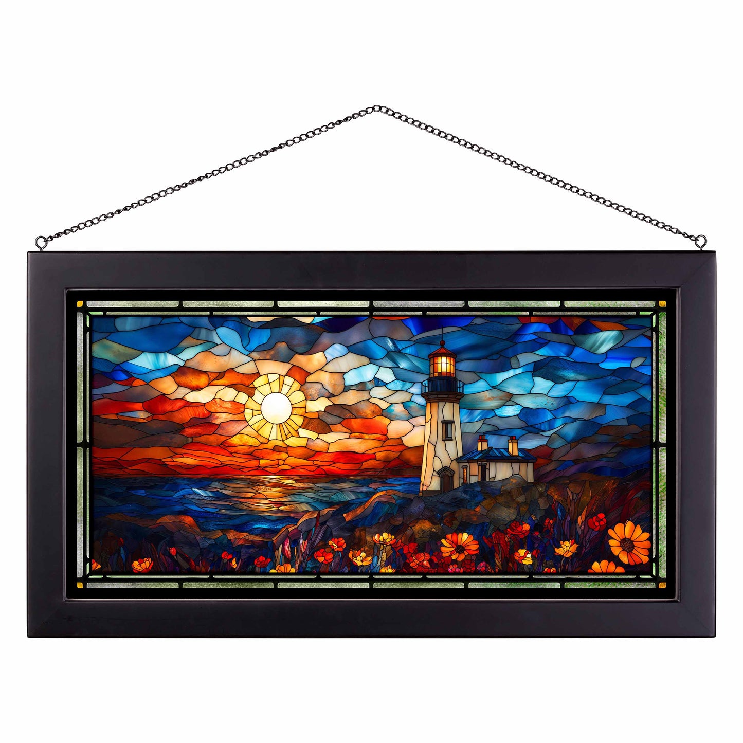 Coastal Candlelight  - 13" x 23" Stained Glass Art