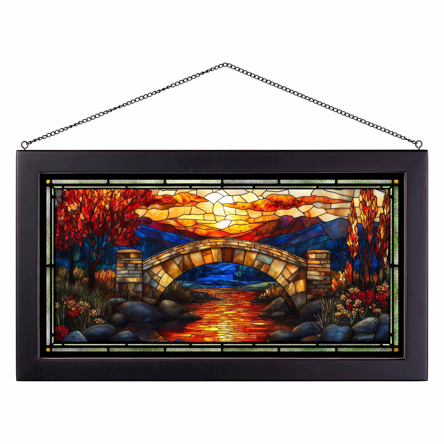 Twilight Crossing - 13" x 23" Stained Glass Art