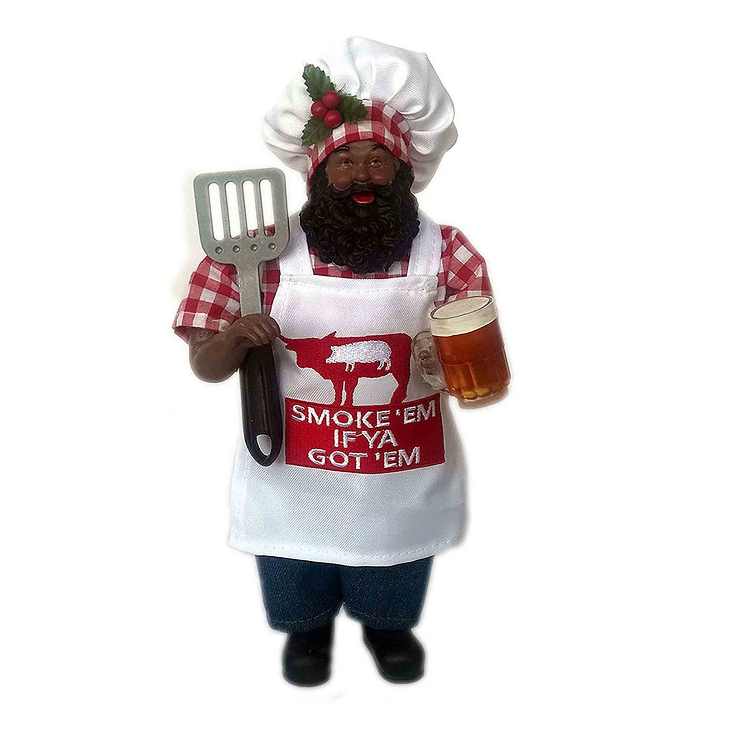 African American Pit Master - 12" Santa