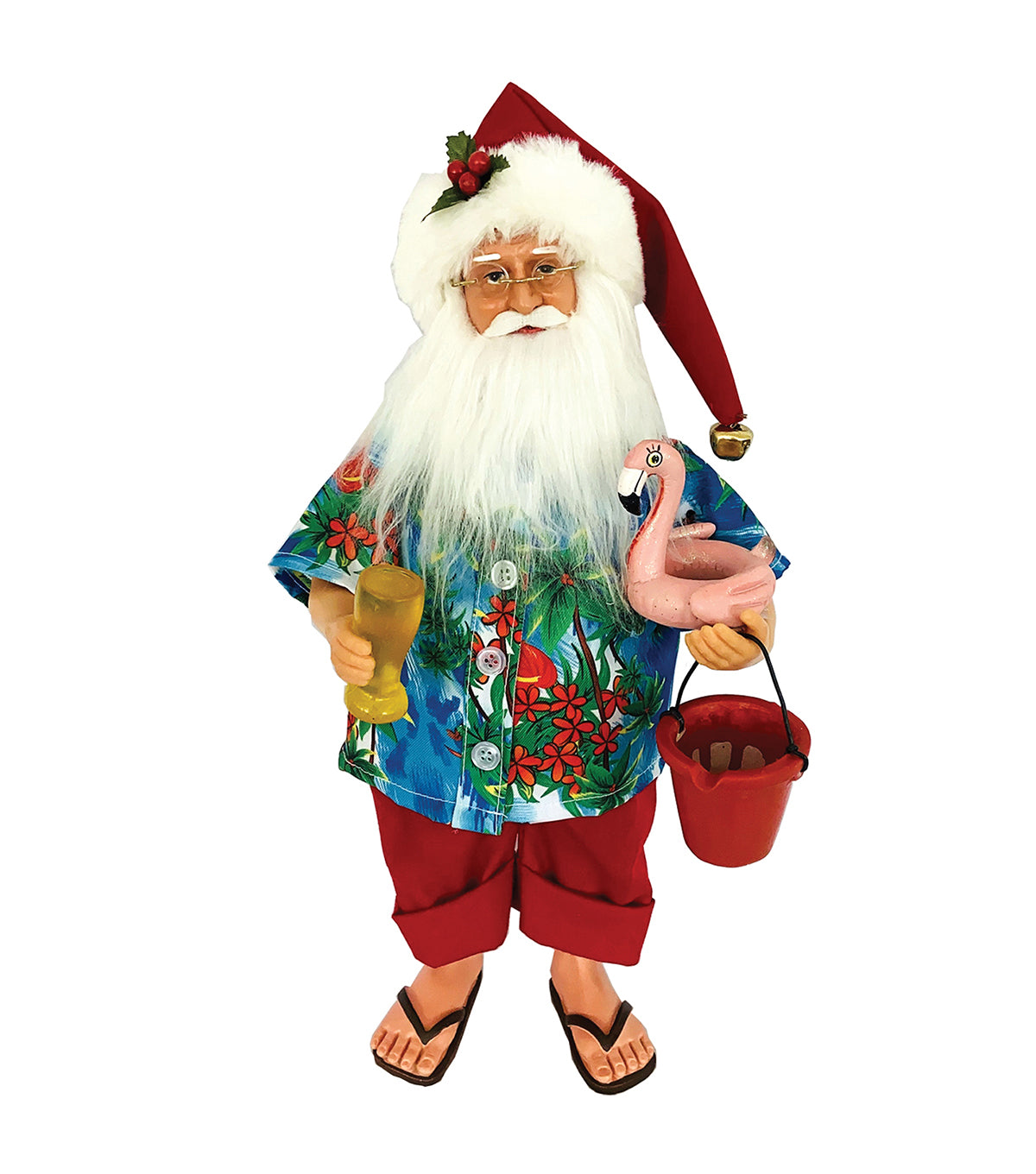 Santa with Flamingo Floaty - 15" Santa