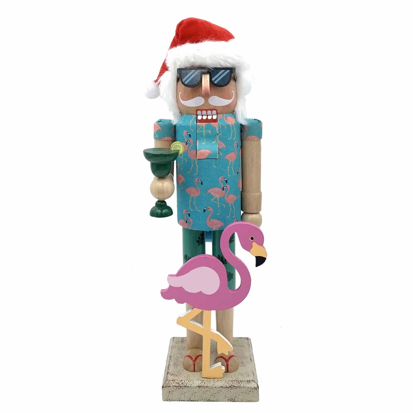 Flamingo Claus - 14" Nutcracker
