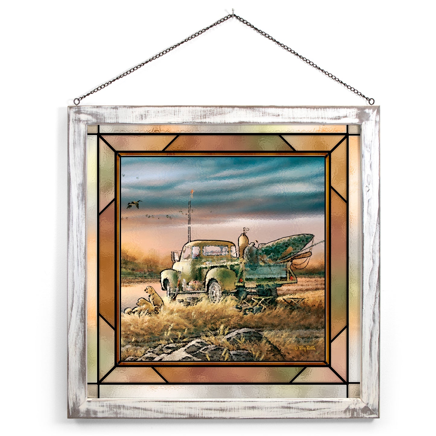 Patiently Waiting 20" x 20" Stained Glass Art