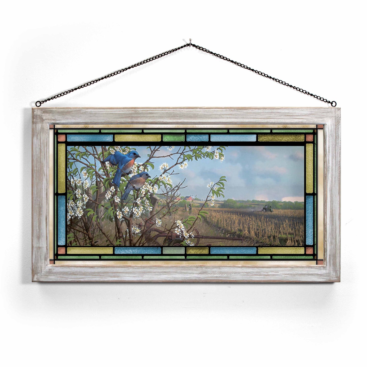 Springtime Blues - Bluebirds - Stained Glass Art