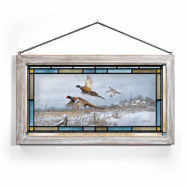 Snow Birds - Pheasants - Stained Glass Art