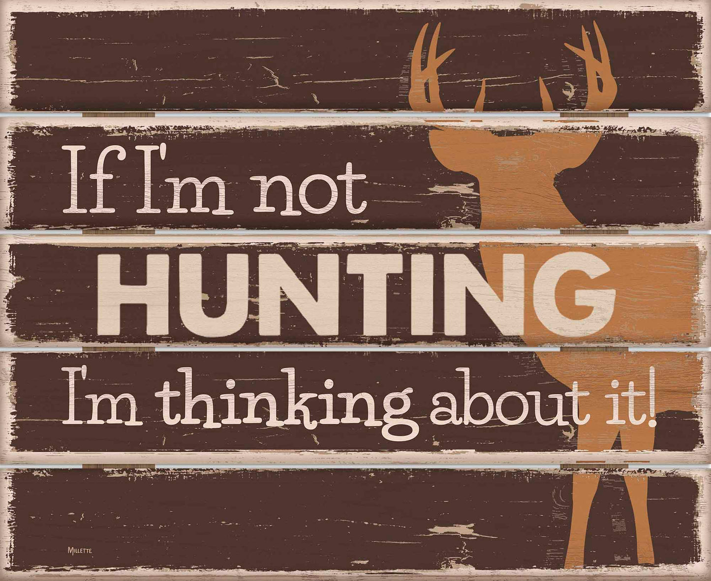 Thinking About Hunting-Whitetail Deer - 18" x 22" Pallet Wall Art