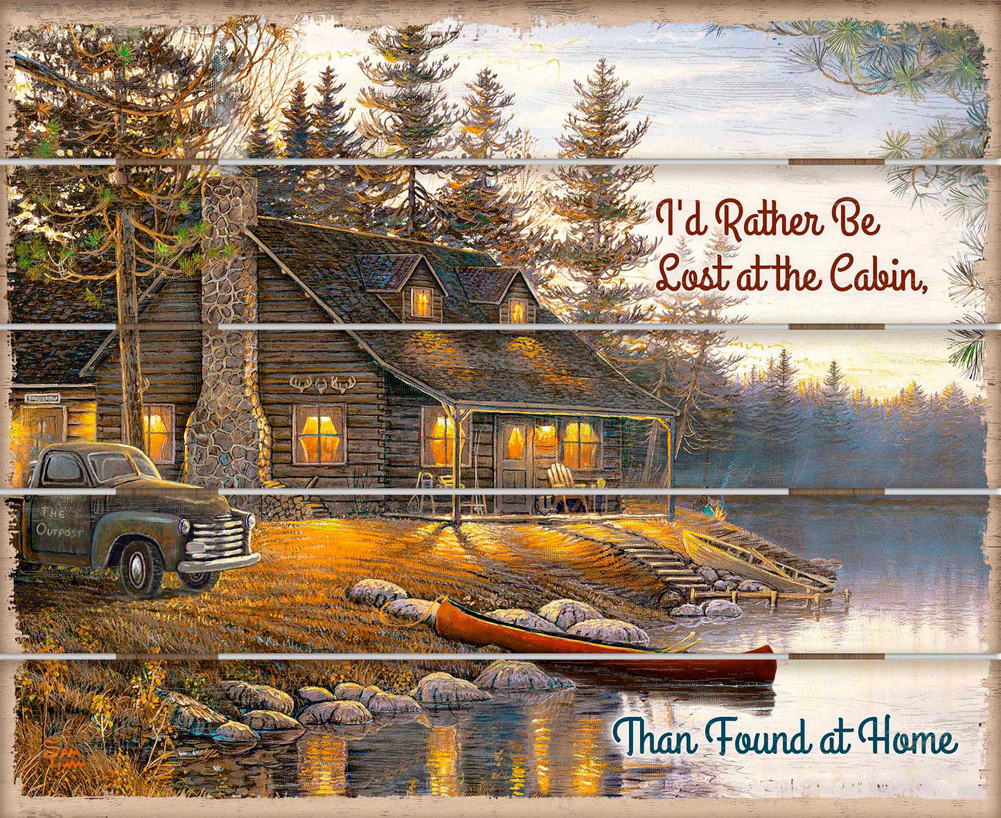 Lost at the Cabin - 18" x 22" Pallet Wall Art