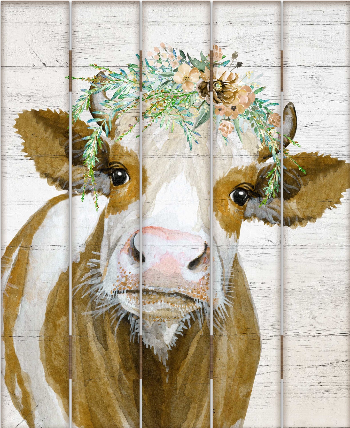 Bohemian Cow - 18" x 22" Pallet Wall Art