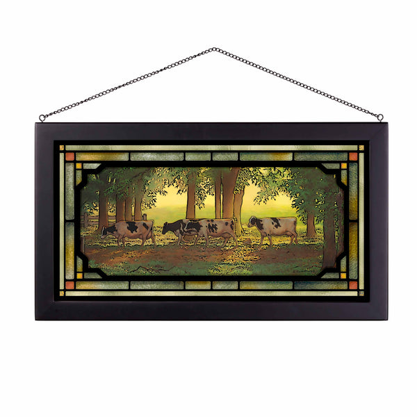 Heading Home - Cows - 13" x 23" Stained Glass Art