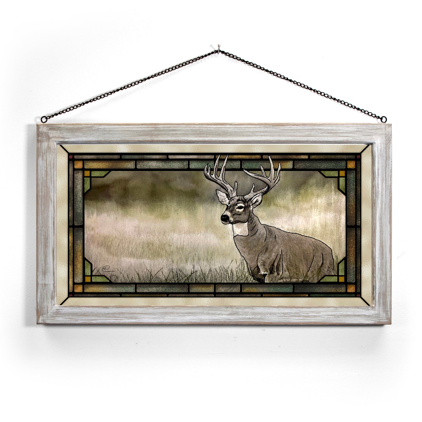 Olive Whitetail Deer - Stained Glass Art