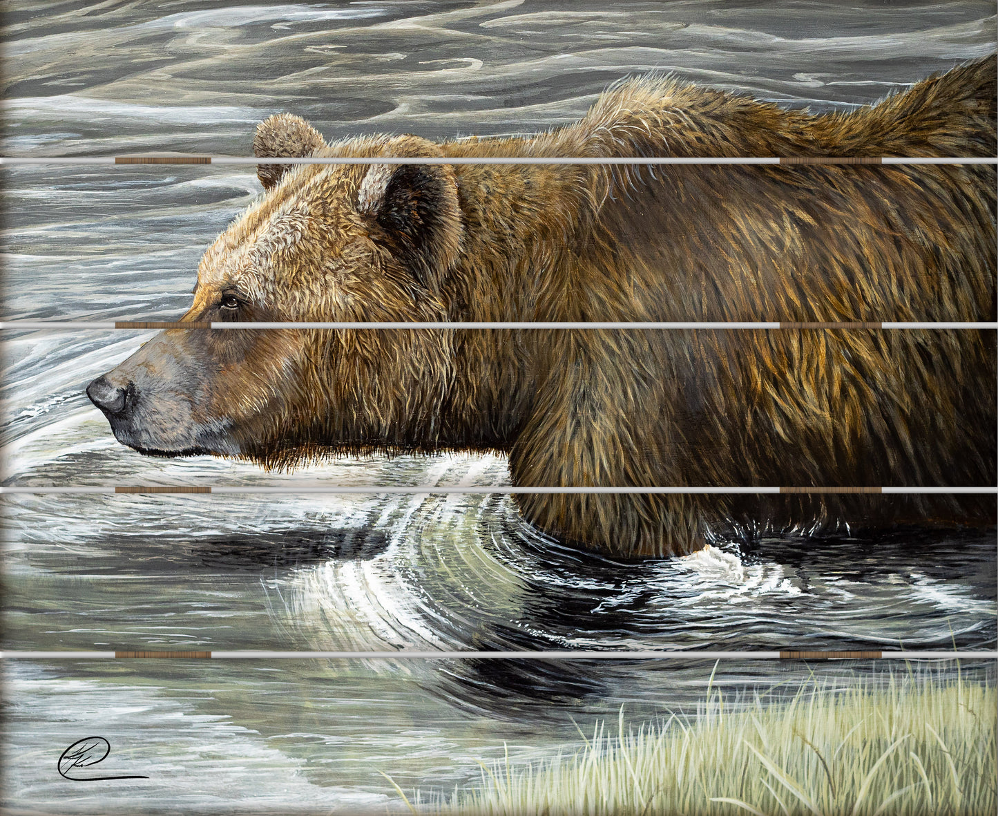 Grizzly Fishin - 18" x 22" Pallet Wall Art