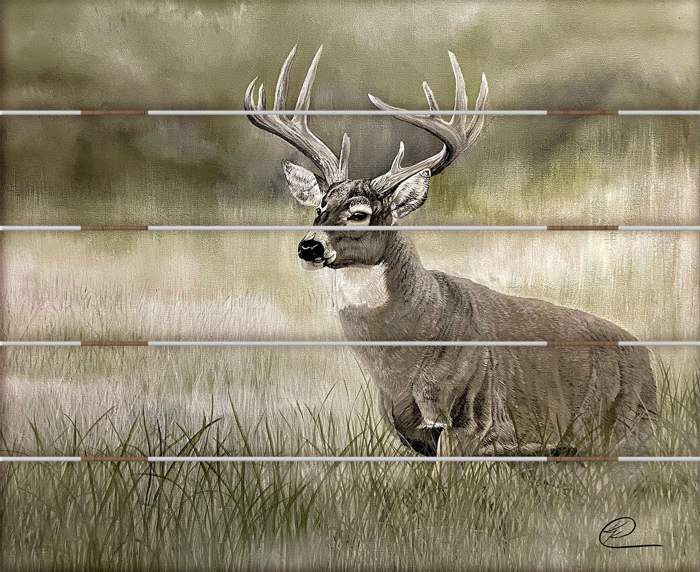 Olive Whitetail Deer 18" x 22" Wood Pallet Sign