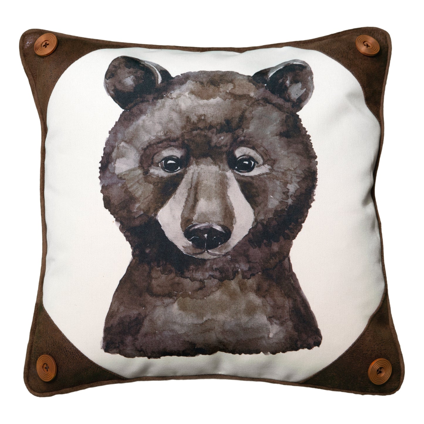 Watercolor Bear Portrait - 18" x 18" Pillow