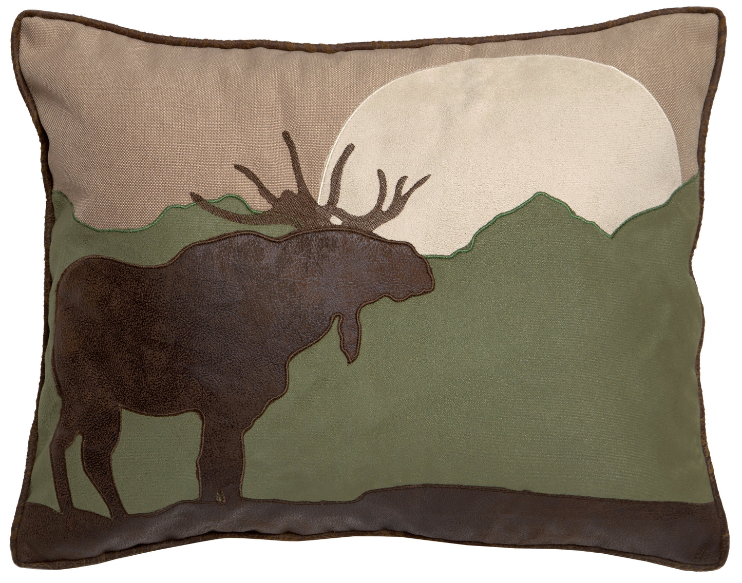 Moose Scene Rustic Cabin - 16" x 20" Pillow