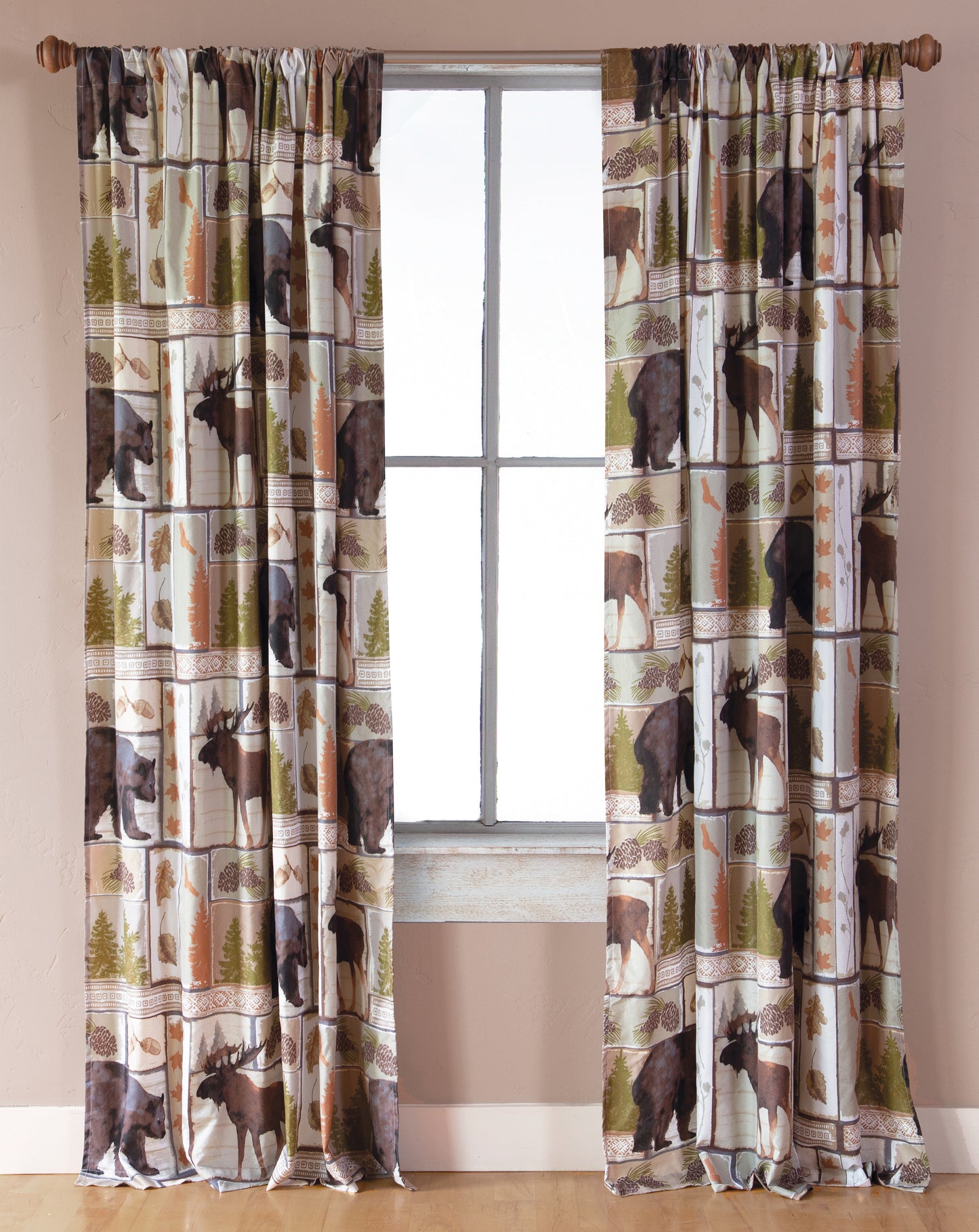 Vintage Lodge Rustic Cabin - 54" x 84" Drape Panels (Set of 2)