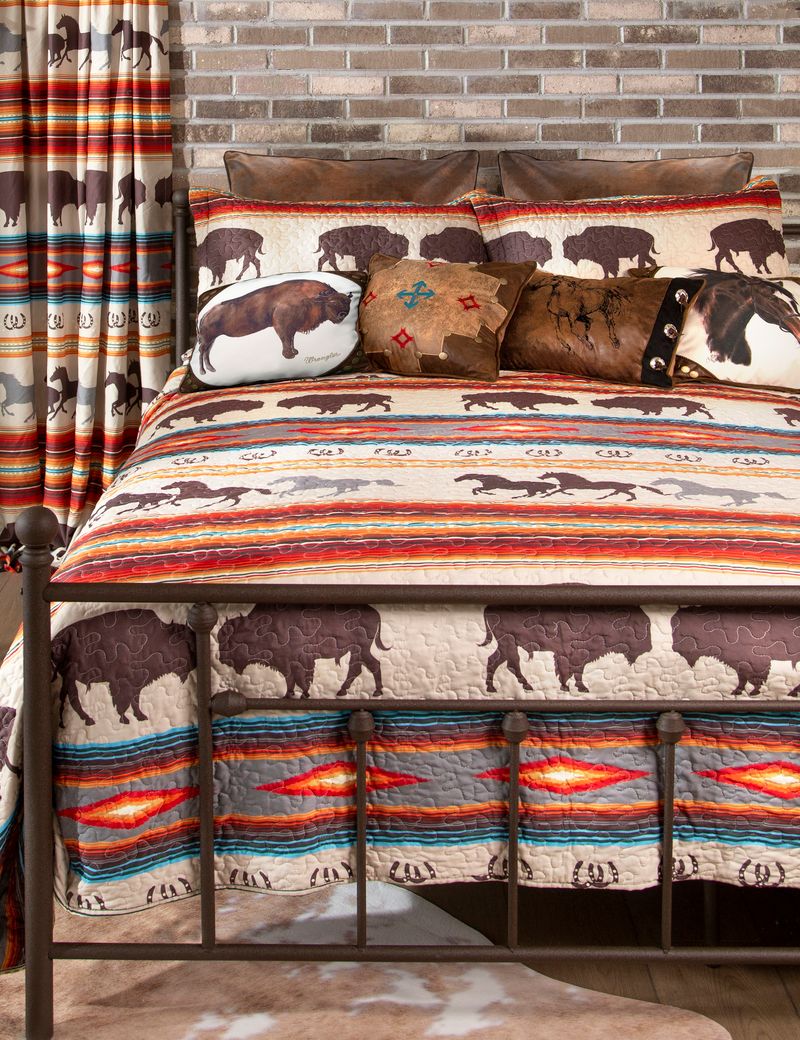 Wrangler Western Stripe Queen Quilt Bedding Set