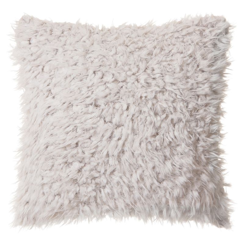 Off-White Plush Faux Fur Pillow 18" x 18"