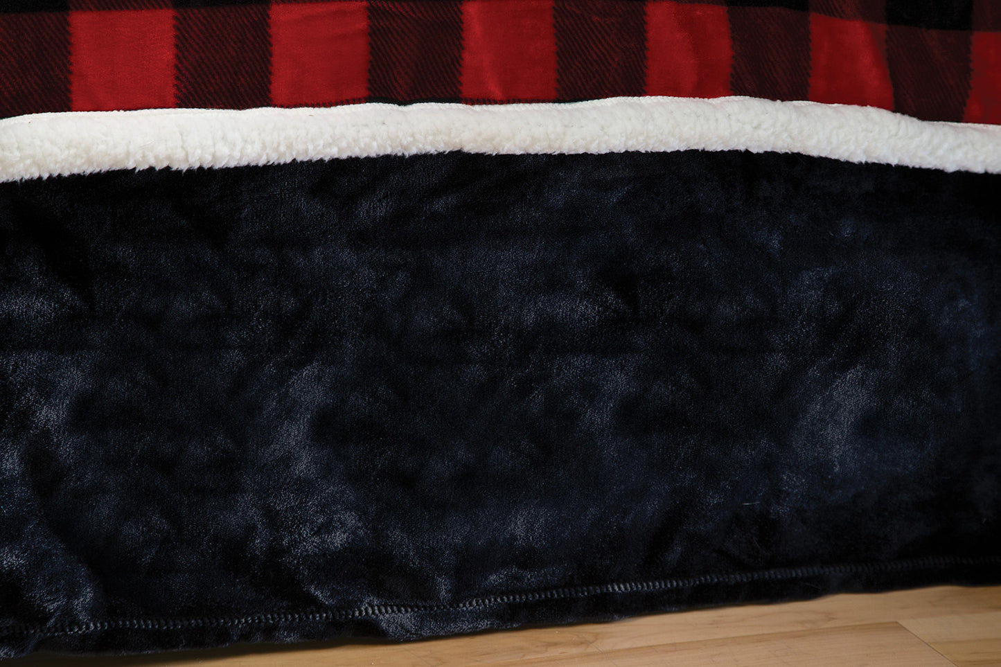 Solid Black Plush Velvet Bed Skirt, Queen