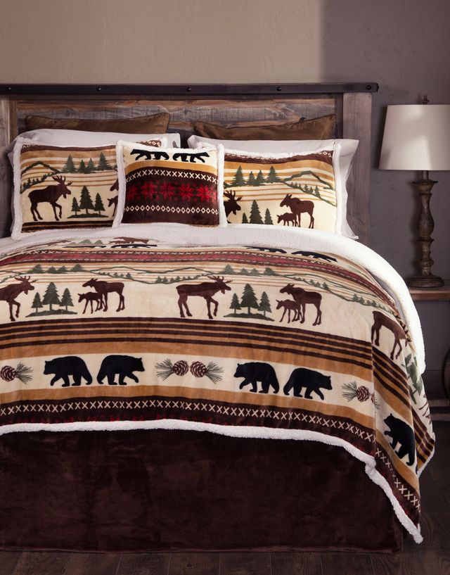 Hinterland Rustic Cabin 4-Piece Plush Sherpa Bedding Set, Twin