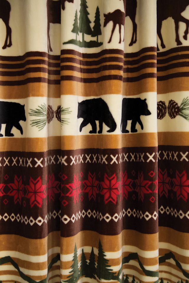 Hinterland Rustic Cabin Plush Drapes Panels (Set of 2) 54" x 84"