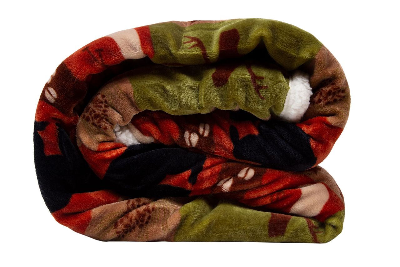 Patchwork Lodge Rustic Cabin Plush Sherpa Throw Blanket 54" x 68"