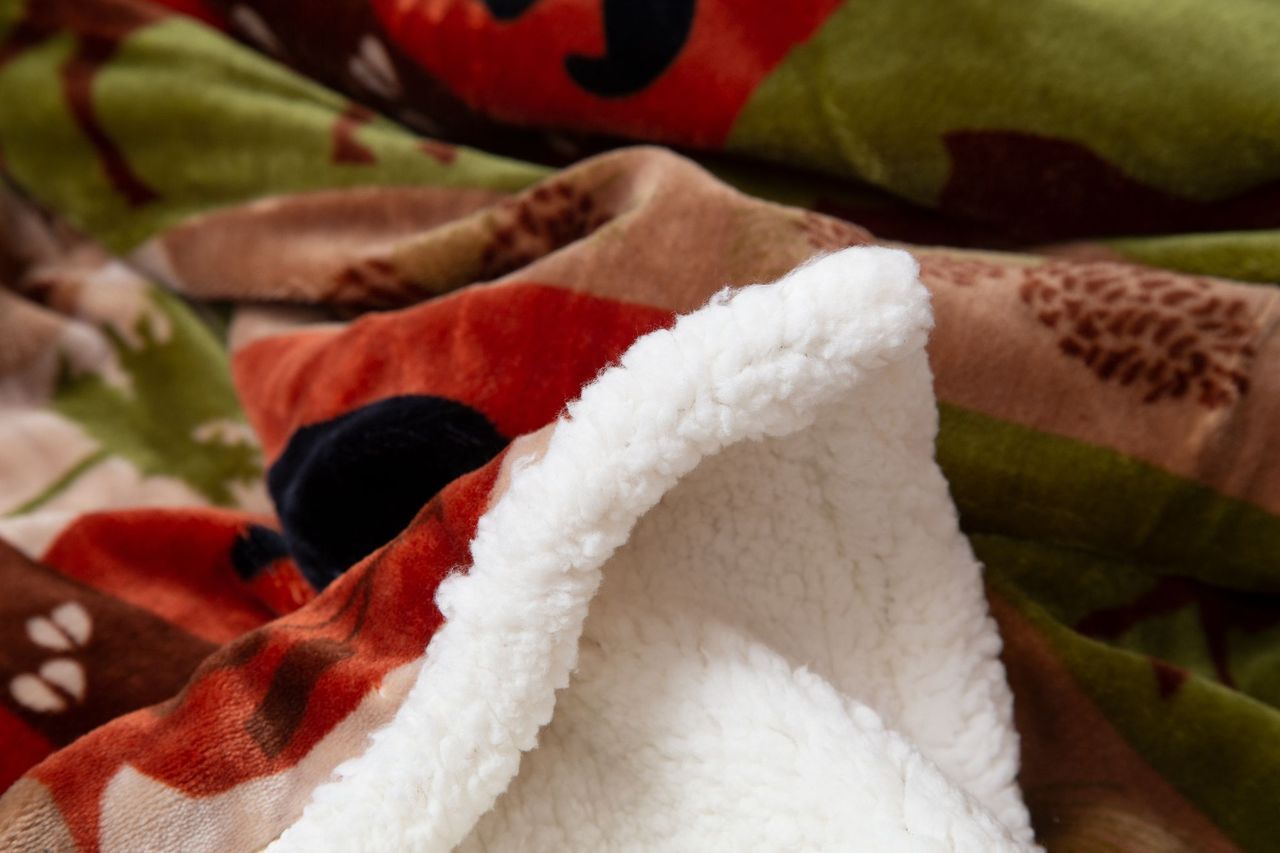 Patchwork Lodge Rustic Cabin Plush Sherpa Throw Blanket 54" x 68"