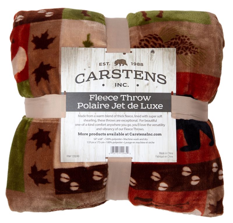 Patchwork Lodge Rustic Cabin Plush Sherpa Throw Blanket 54" x 68"