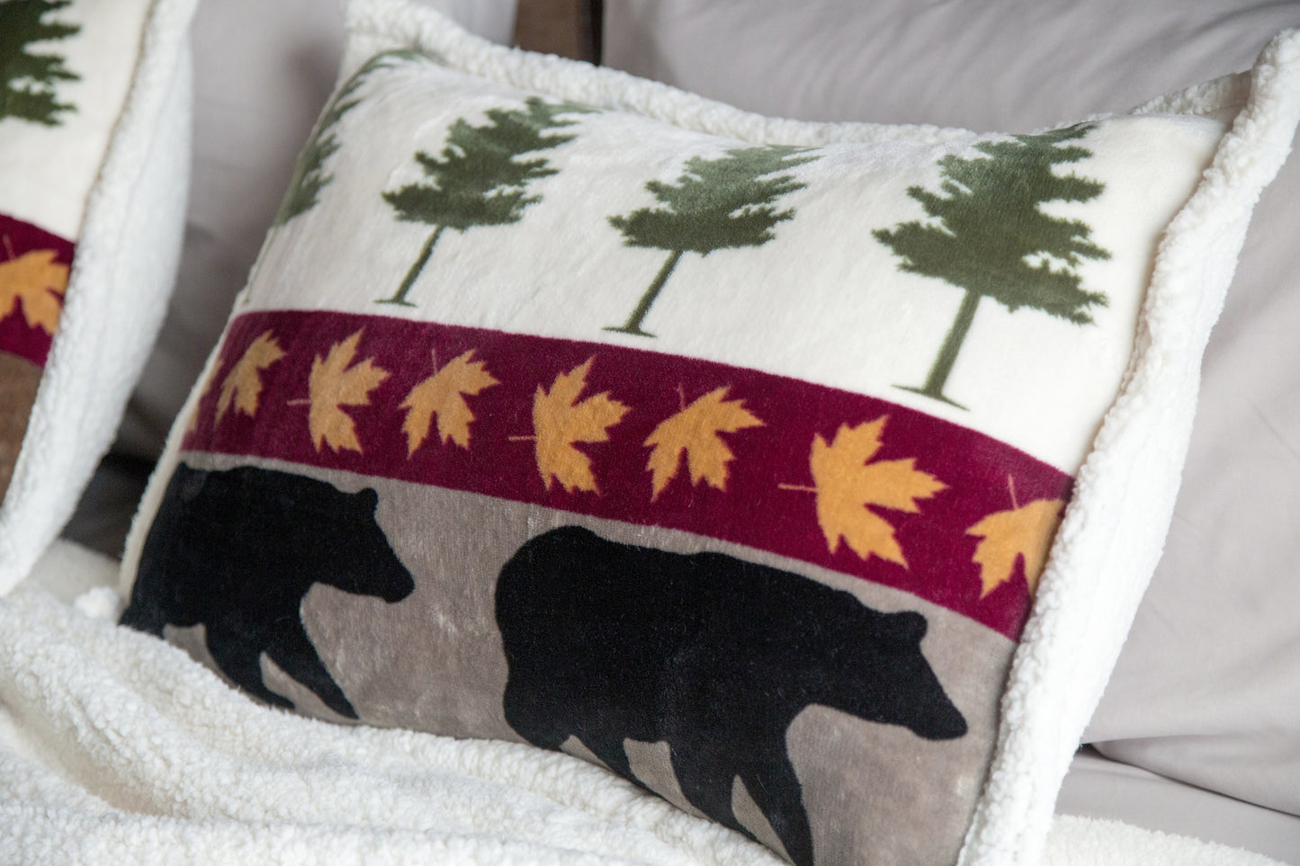 Tall Pine Rustic Cabin 5-Piece Plush Sherpa Bedding Set, King