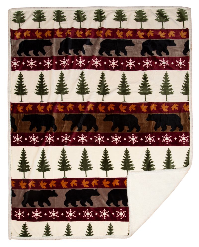 Tall Pine Rustic Cabin Plush Sherpa Throw Blanket 54" x 68"