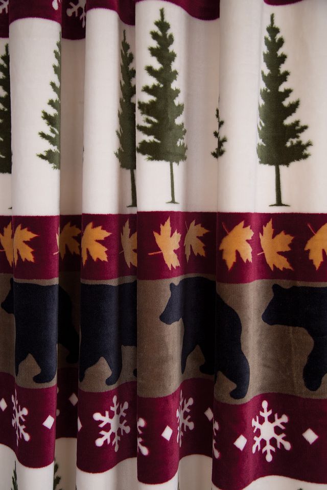 Tall Pines Rustic Cabin Plush Drape Panels (Set of 2) 54" x 84"