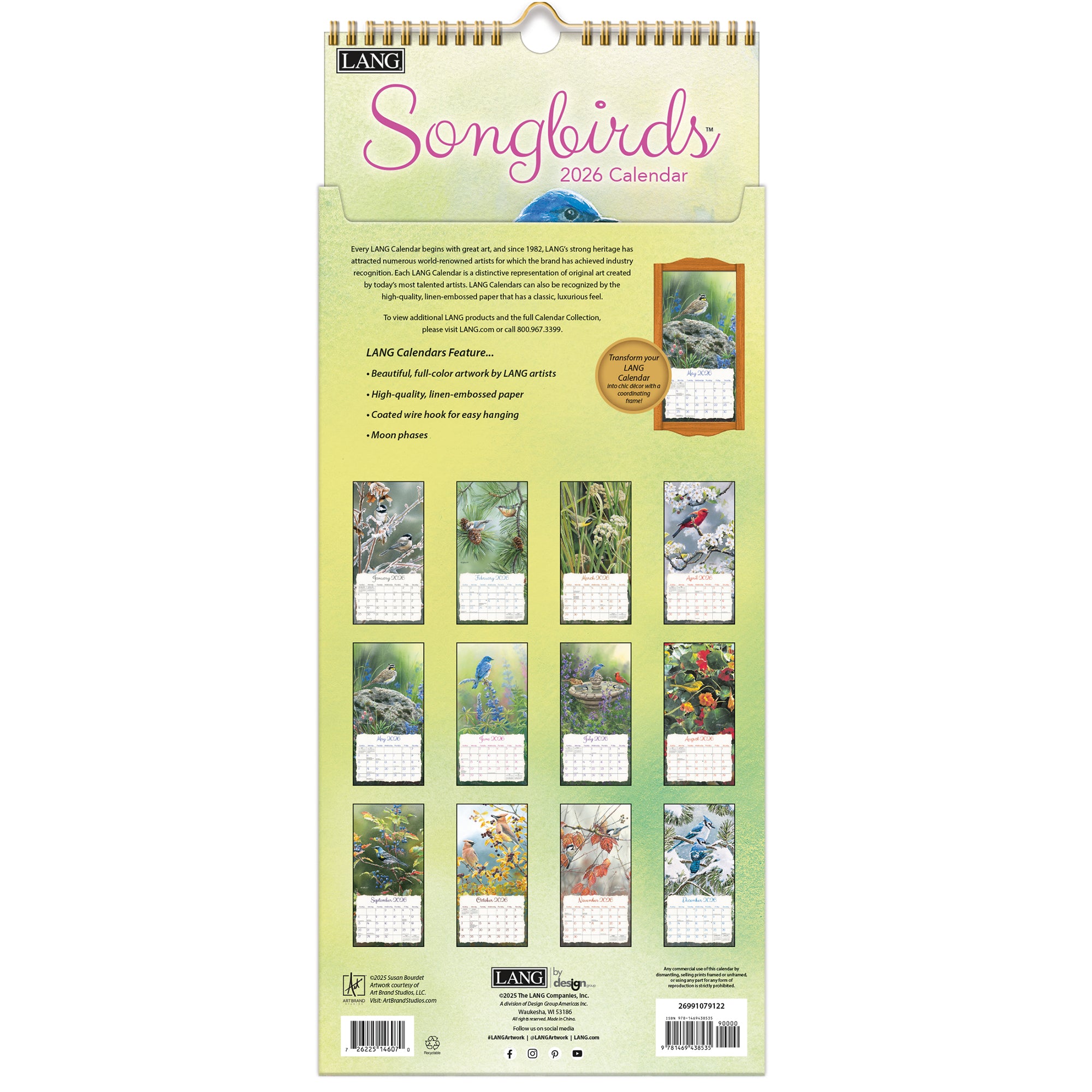 bound カレンダー Songbirds™ - 2026 Vertical Wall Calendar Wall Calendar from Wild Wings