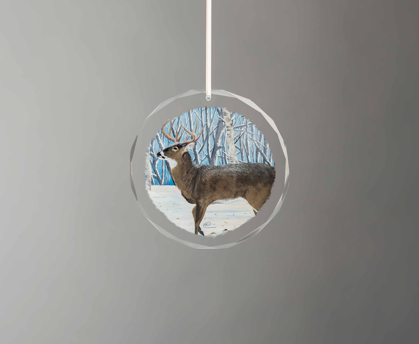 Peaceful Winter - Round Glass Ornament