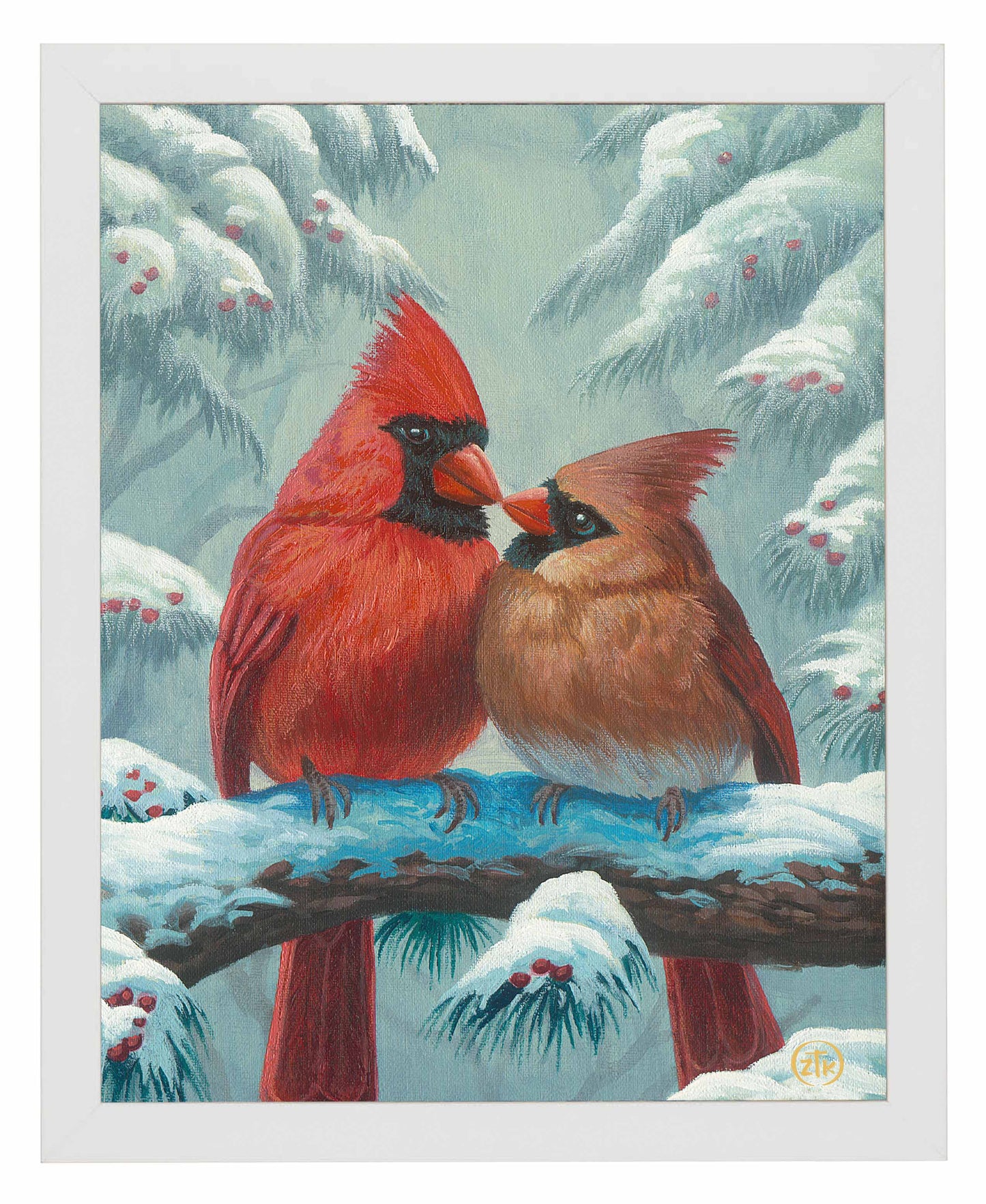 Cardinals In Winter - Art Prints