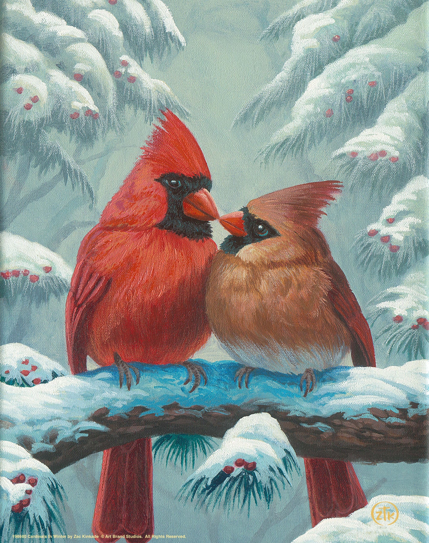 Cardinals In Winter - Art Prints