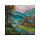 Black Bear Cabin - 14" x 14" Gallery Wrapped Canvas