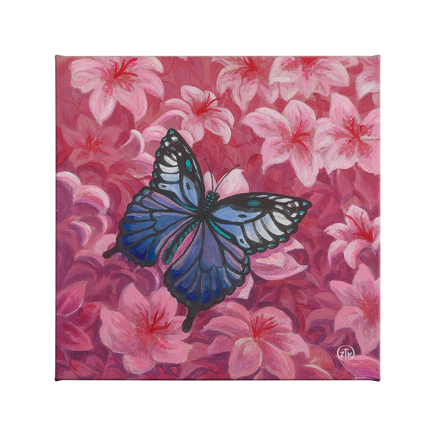 Flower Patch Visitor - 14" x 14" Gallery Wrapped Canvas
