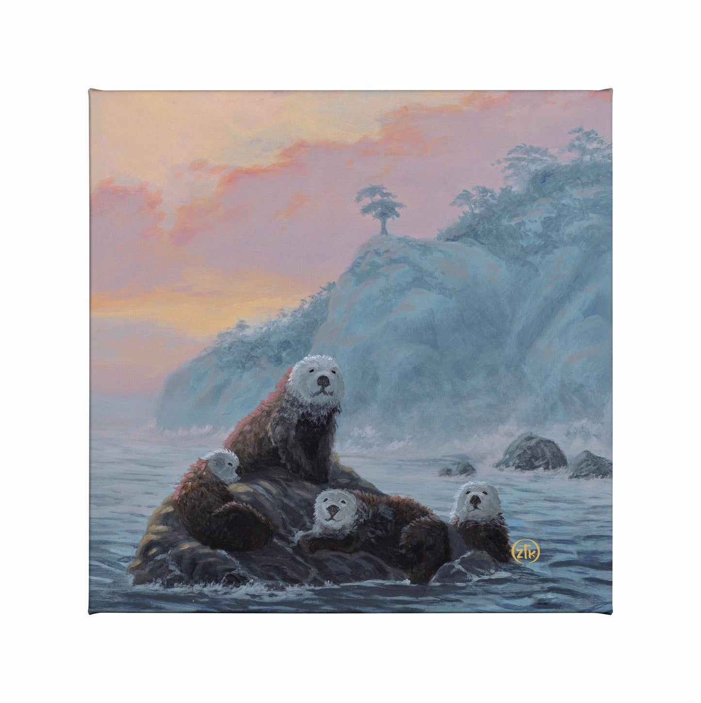 Rockin' Otters - 14" x 14" Gallery Wrapped Canvas