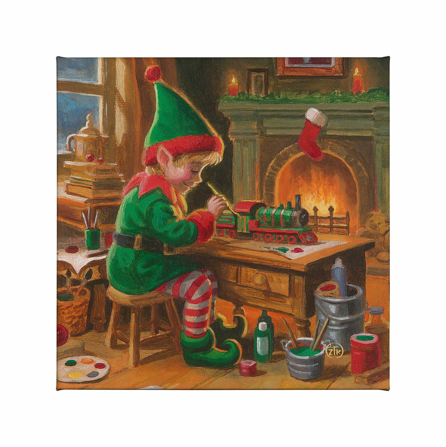 Santa's Little Helper - 14" x 14" Gallery Wrapped Canvas