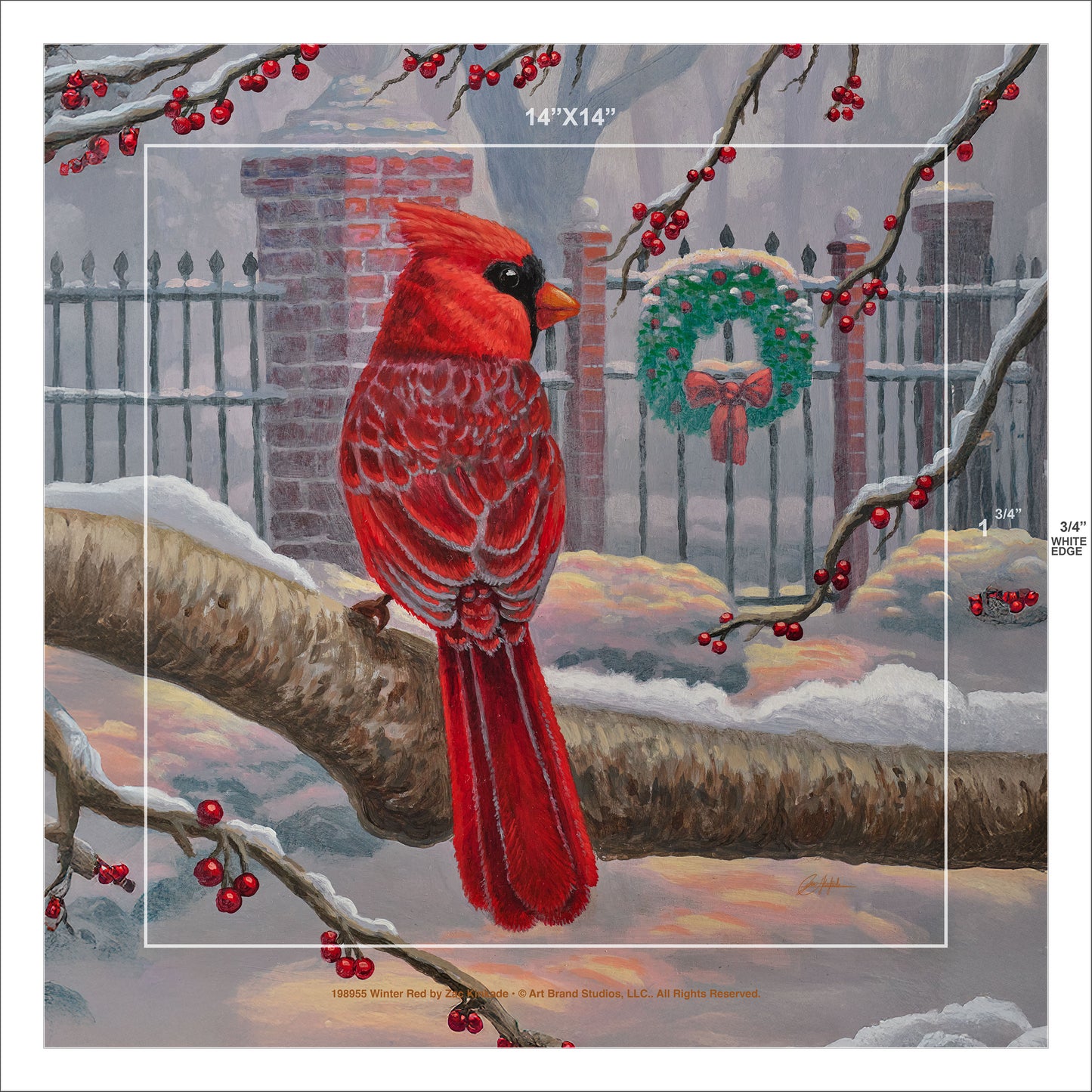 Winter Red - 14" x 14" Gallery Wrapped Canvas