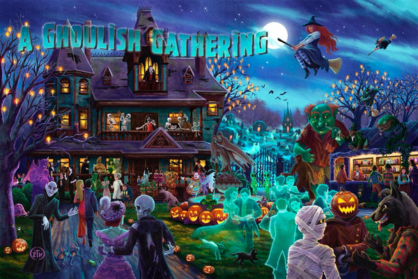 A Ghoulish Gathering - 12" x 18" Wood Sign