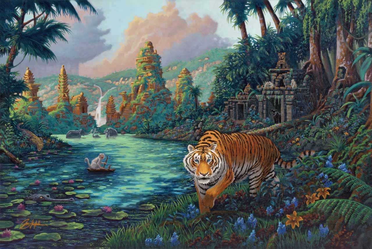 Tiger Jungle - 12" x 18" Wood Sign