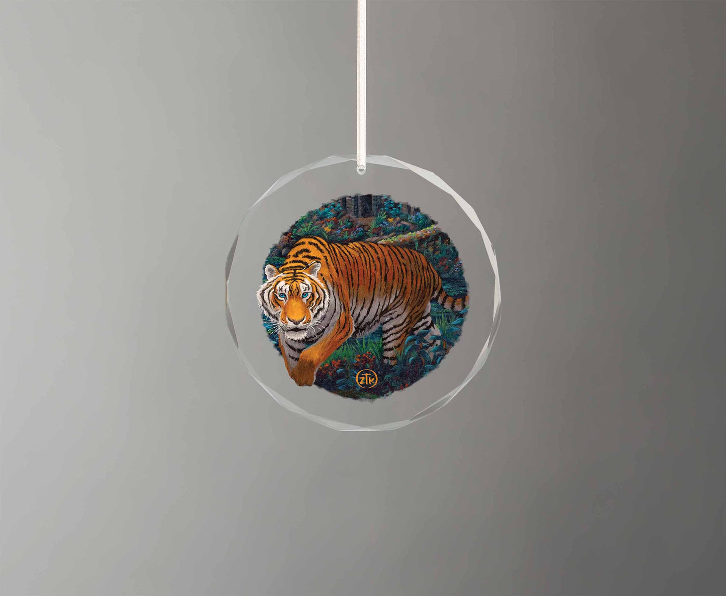 Tiger Jungle - Round Glass Ornament
