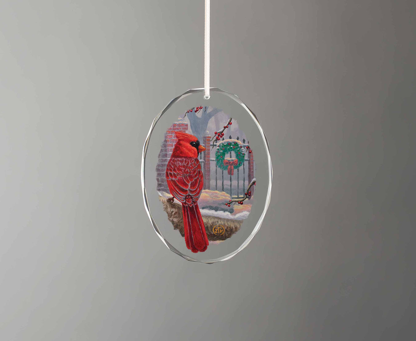 Winter Red - Oval Glass Ornament