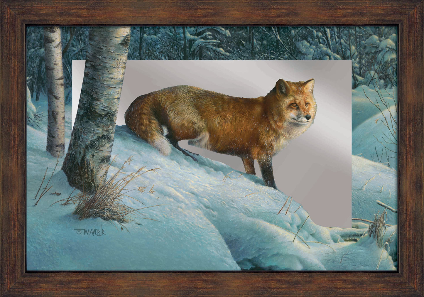 Cautious Roamer - 16" x 24" Mirror Framed Barnwood